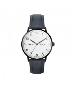 MORRIS 40MM BLUE LEATHER STRAP WATCH