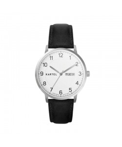 MORRIS 40MM BLACK LEATHER STRAP WATCH