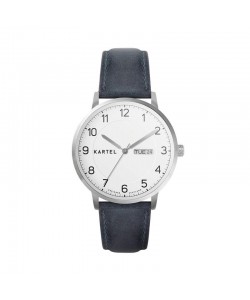 MORRIS 40MM BLUE LEATHER STRAP WATCH