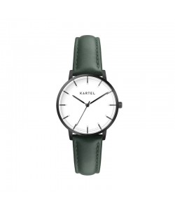 ISLA 34MM GREEN LEATHER STRAP WATCH
