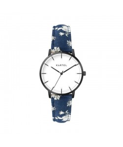 ISLA 34MM BLUE FABRIC STRAP WATCH