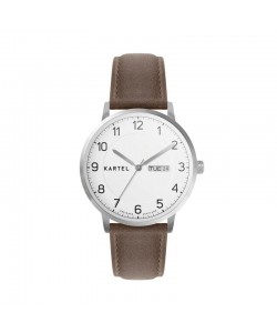 MORRIS 40MM BROWN LEATHER STRAP WATCH