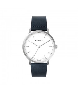 HUME 40MM BLUE LEATHER STRAP WATCH
