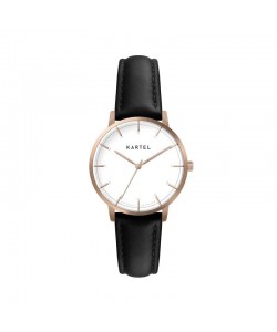 ISLA 34MM BLACK LEATHER STRAP WATCH