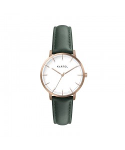 ISLA 34MM GREEN LEATHER STRAP WATCH